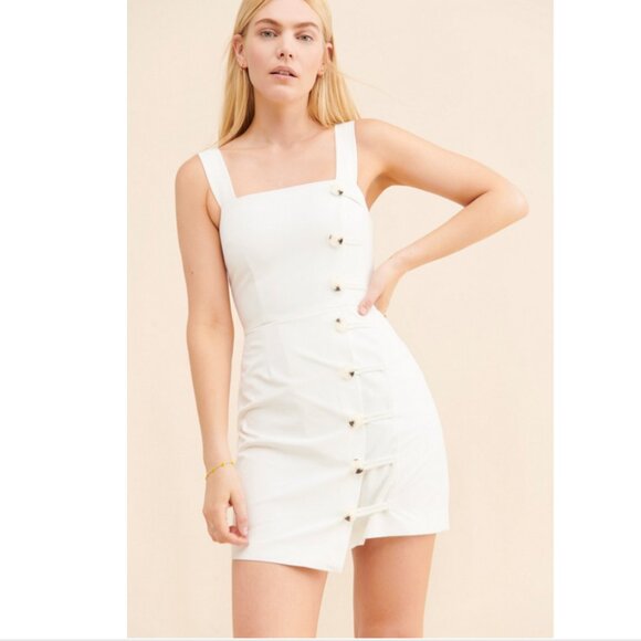 Finders Keepers Mila Ivory Button-Front Mini Dress - Picture 2 of 6